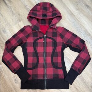Lululemon Red and Black Plaid Scuba Hoodie